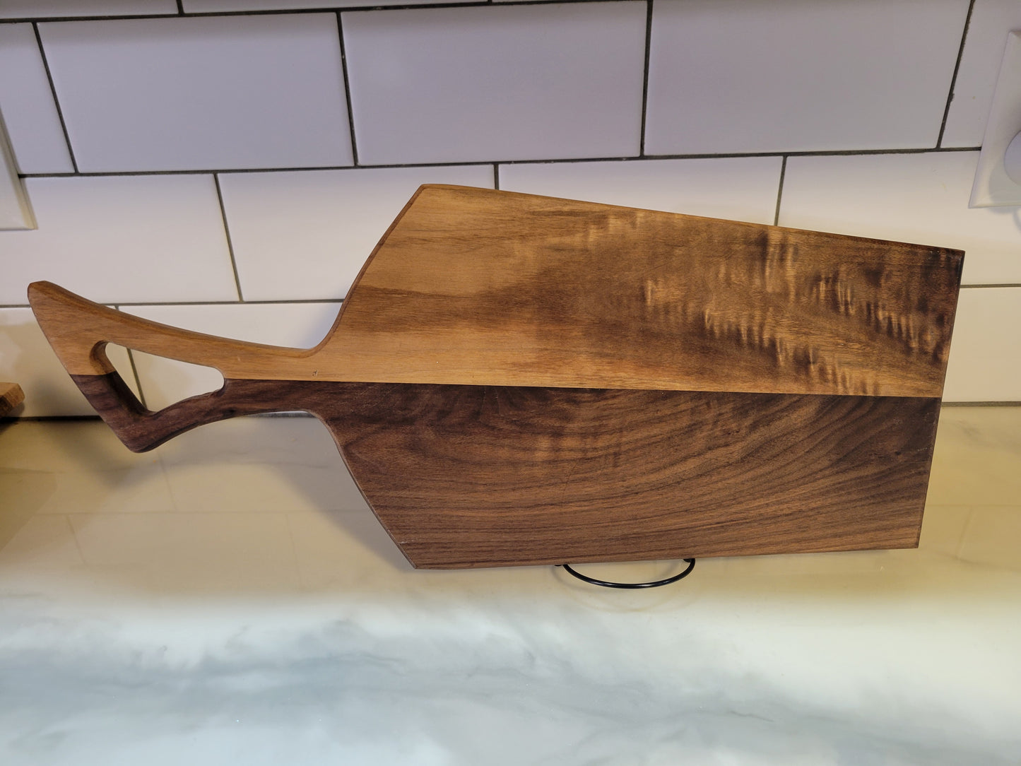 Black Walnut Charcuterie board with handle. Foodie