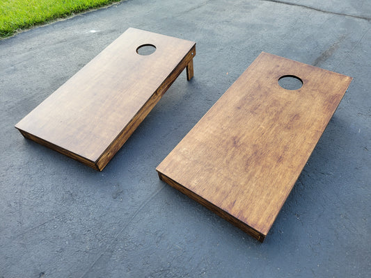 Handmade cornhole boards stained finish