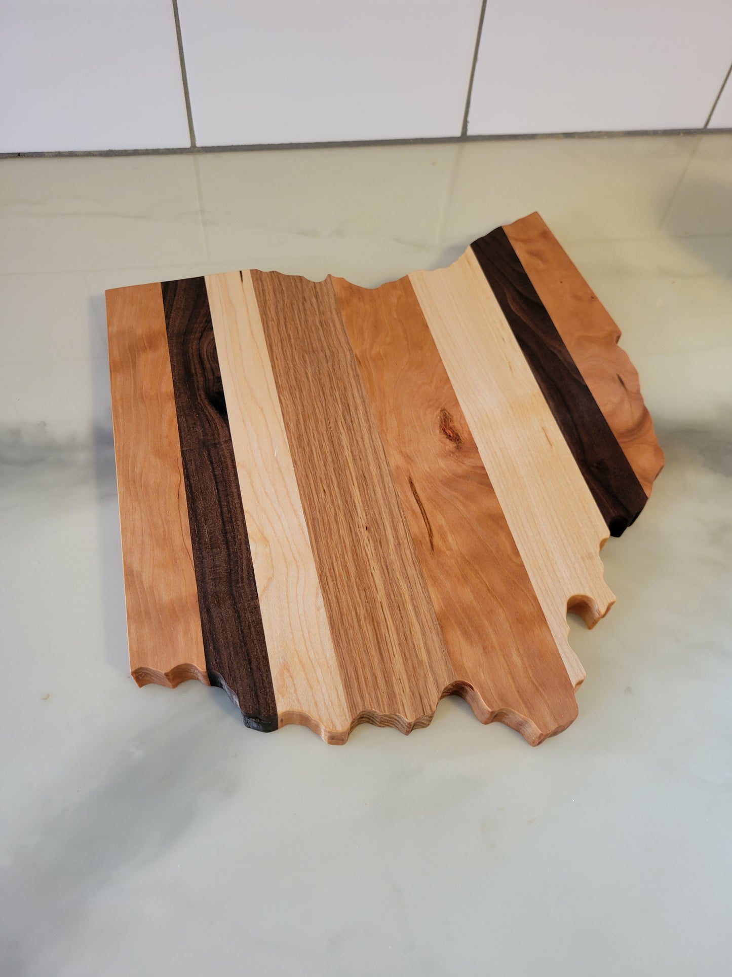 state of Ohio Shape wood charcuterie - angle