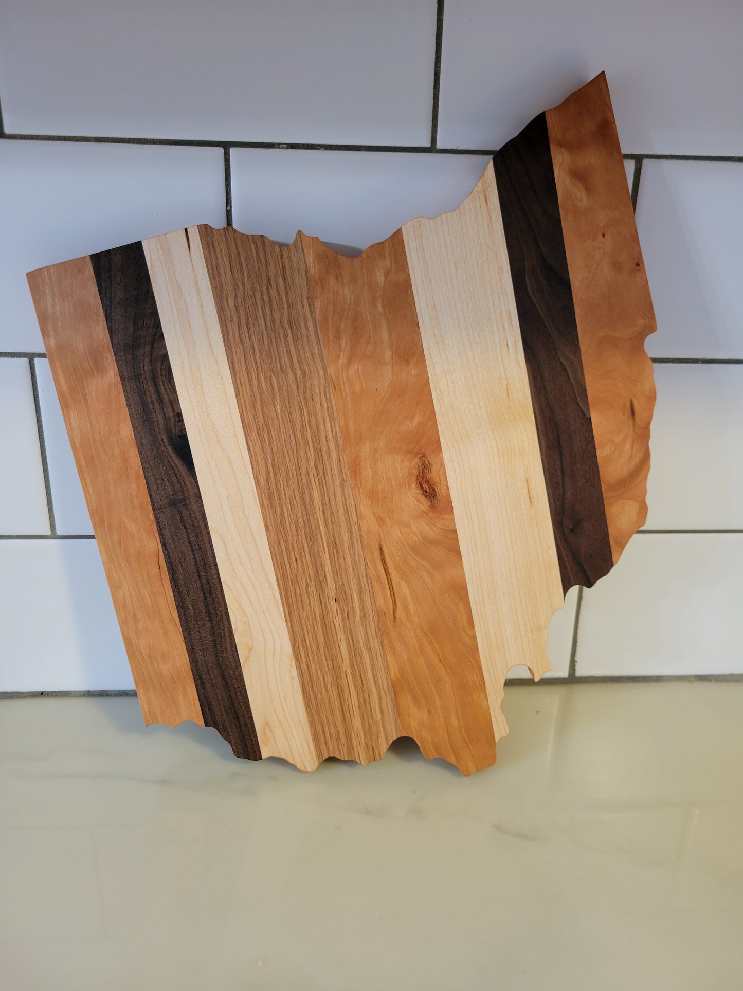 state of Ohio Shape wood charcuterie - stood up
